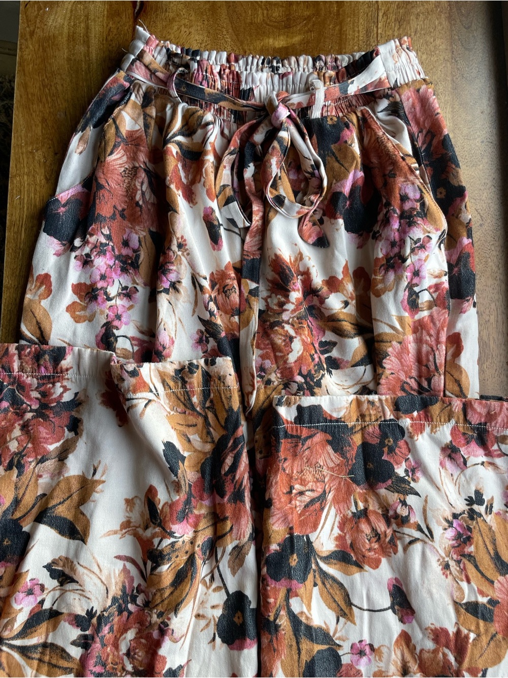 LuLaRoe Floral Pants Wide-Leg Paper Bag Tie waist Pants Size XS